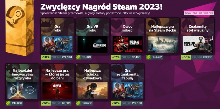 Znamy wyniki Steam Awards 2023. Baldur's Gate 3 z tytuem Gry Roku!