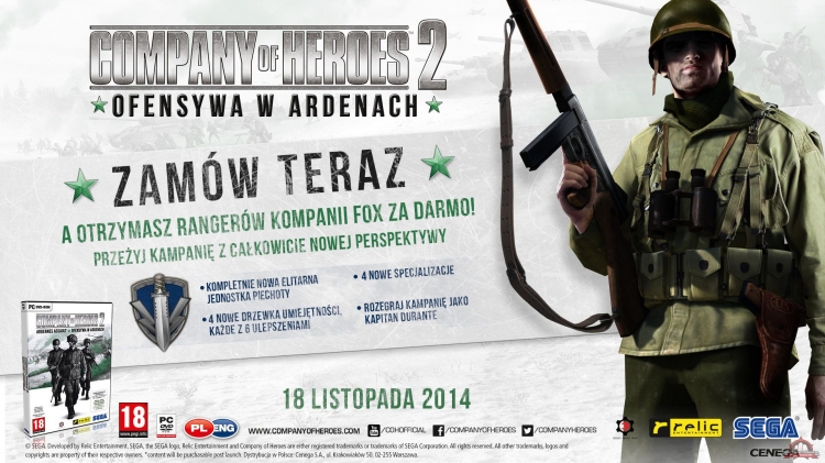 Company of Heroes 2: Ofensywa w Ardenach - nowa kampania zadebiutuje w Polsce nakadem firmy Cenega